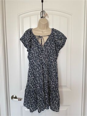 Pinch Large Blue White Lightweight Dress Cottage-core Grandma-core Boho Casual